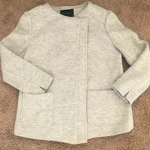 Banana Republic Asymmetrical Jacket Women Sz 12 Gray Adjustable Front Zipper